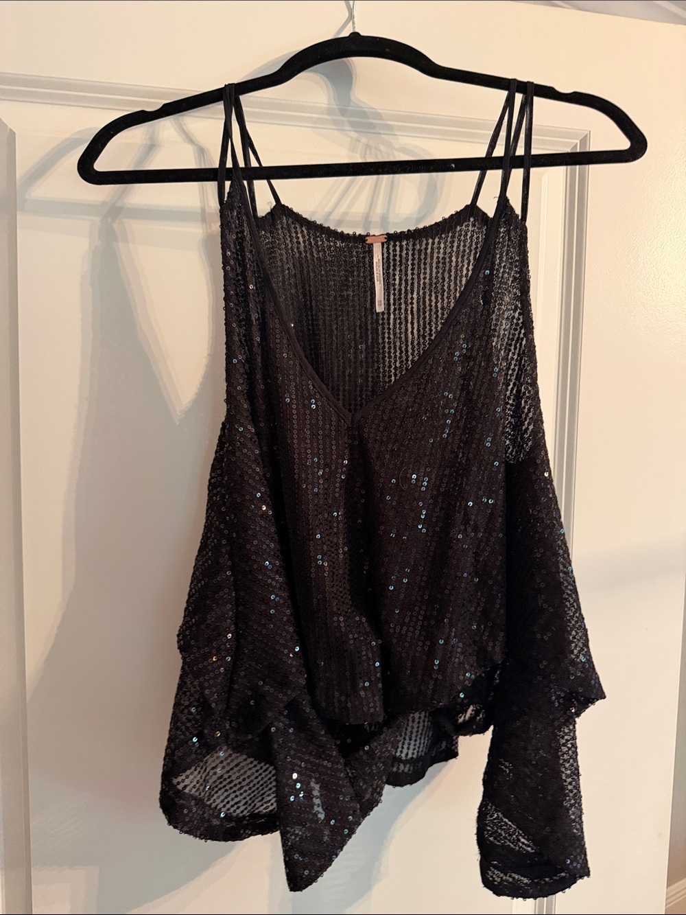 Free People XS Black Sequined V-Neck Women’s Tank Top